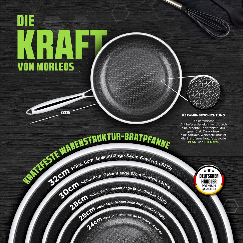 Wabenstruktur Bratpfanne Induktion Antihaft 24 cm