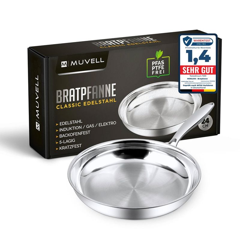 Bratpfanne Classic Edelstahl Induktion 24 cm