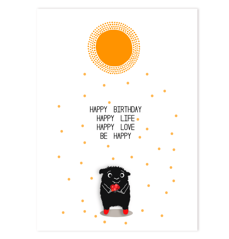 Grusskarte 'Happy Birthday, Happy Life!' Grusskarte 'Happy Birthday, Happy Life!'