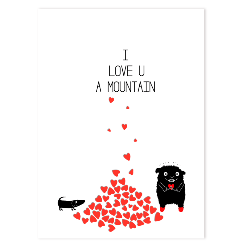 Grusskarte 'Love u a mountain!' - Herzensgrüsse