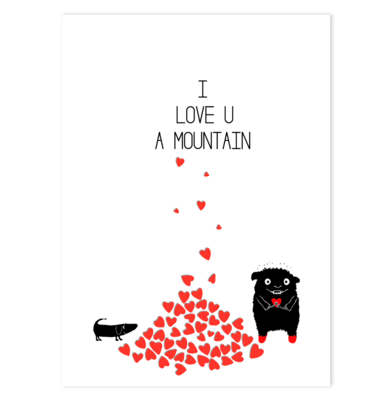 Grusskarte 'Love u a mountain!' - Herzensgrüsse