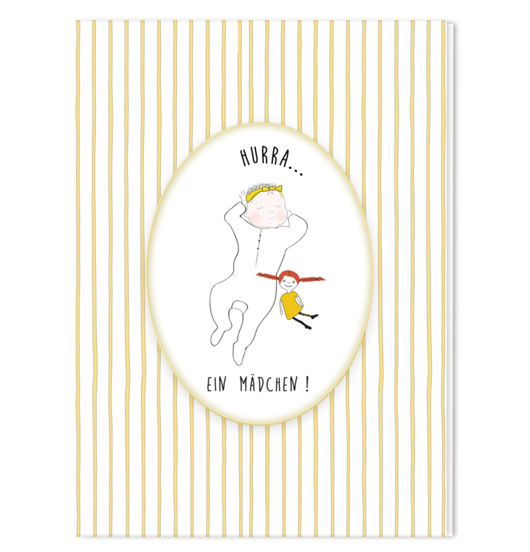Grusskarte 'Hurra, ein Mädchen!'
