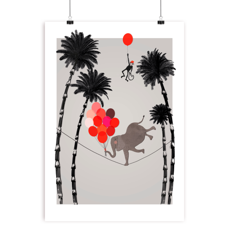 Print -  Affe und Elefant  -   DIN A4