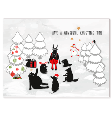 Grusskarte ' Weihnachten mit den Tieren des Waldes'