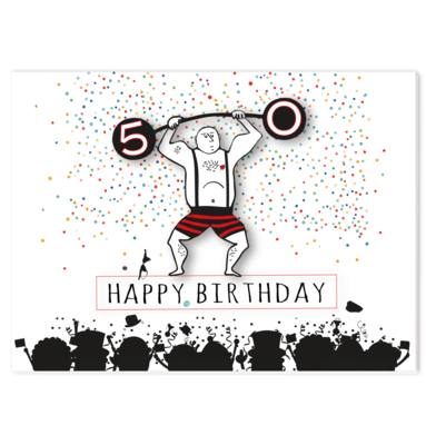 Grusskarte 'Happy Birthday' zum runden Geburtstag, 50, 60, 70, 80 Jahre!