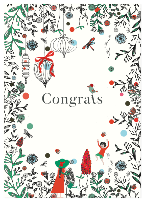 Grusskarte 'Congrats!' Glückwünsche!