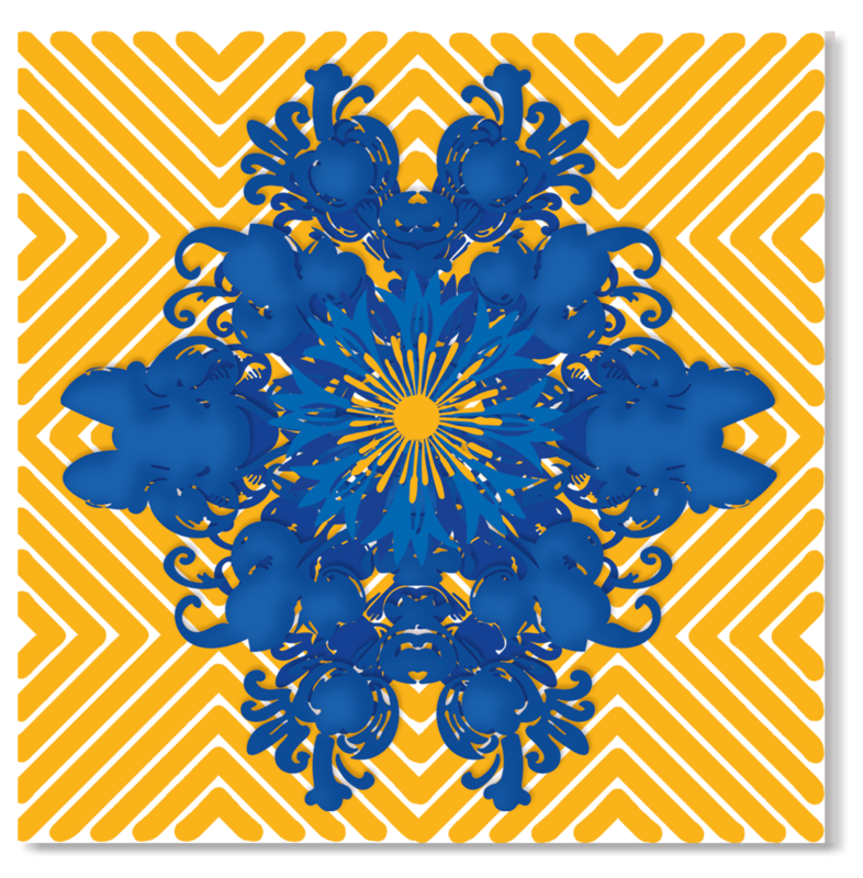 Grusskarte, Blue Prints  'Azulejo Nummer 2 - Blaue Blume'