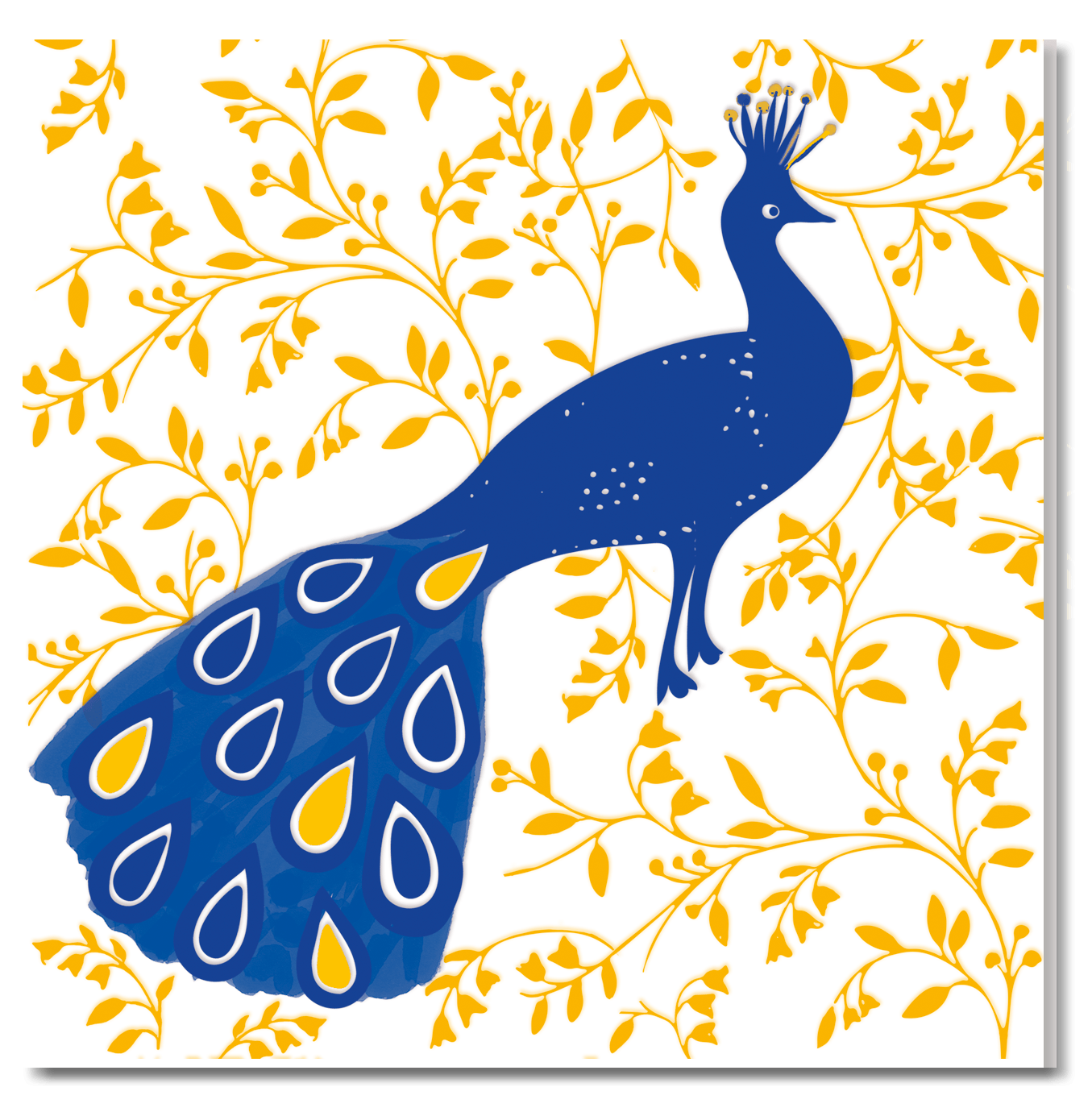 Grusskarte, Blue Prints  'der blaue Pfau'