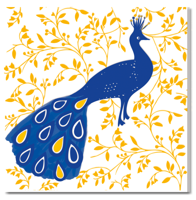 Grusskarte, Blue Prints 'der blaue Pfau' Grusskarte, Blue Prints 'der blaue Pfau'