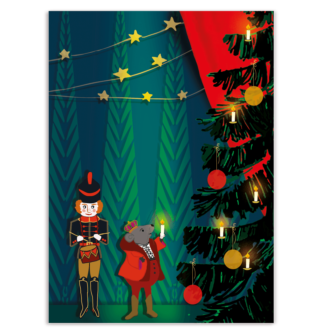Weihnachtskarte,   Mäusekönig und kleiner Trommler