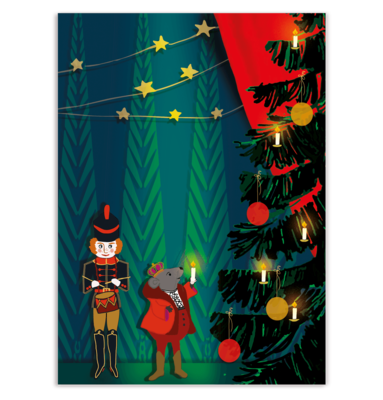 Weihnachtskarte,   Mäusekönig und kleiner Trommler