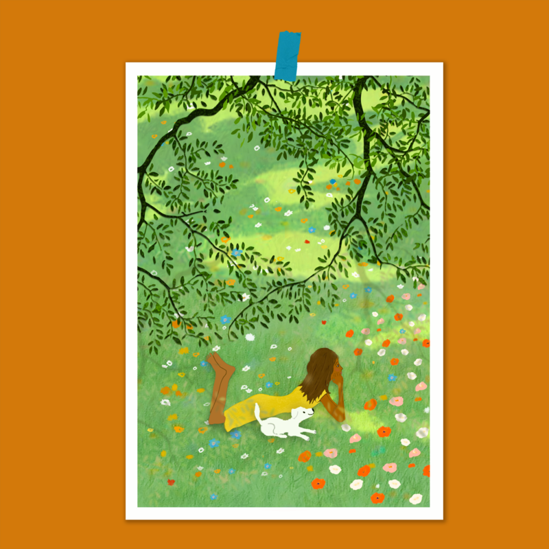 Print -  Frühling im Park  -  kleiner Posterdruck DIN A5