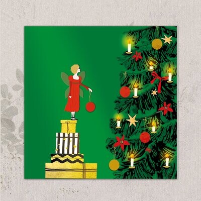 Weihnachtskarte,  schöne Geschenke unterm Weihnachtsbaum