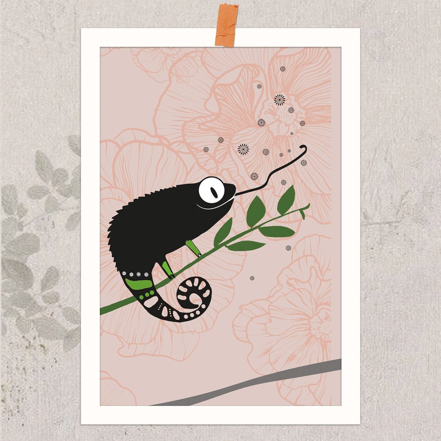 AnimalPrint -  das Chamäleon,  kleines Poster DIN A5