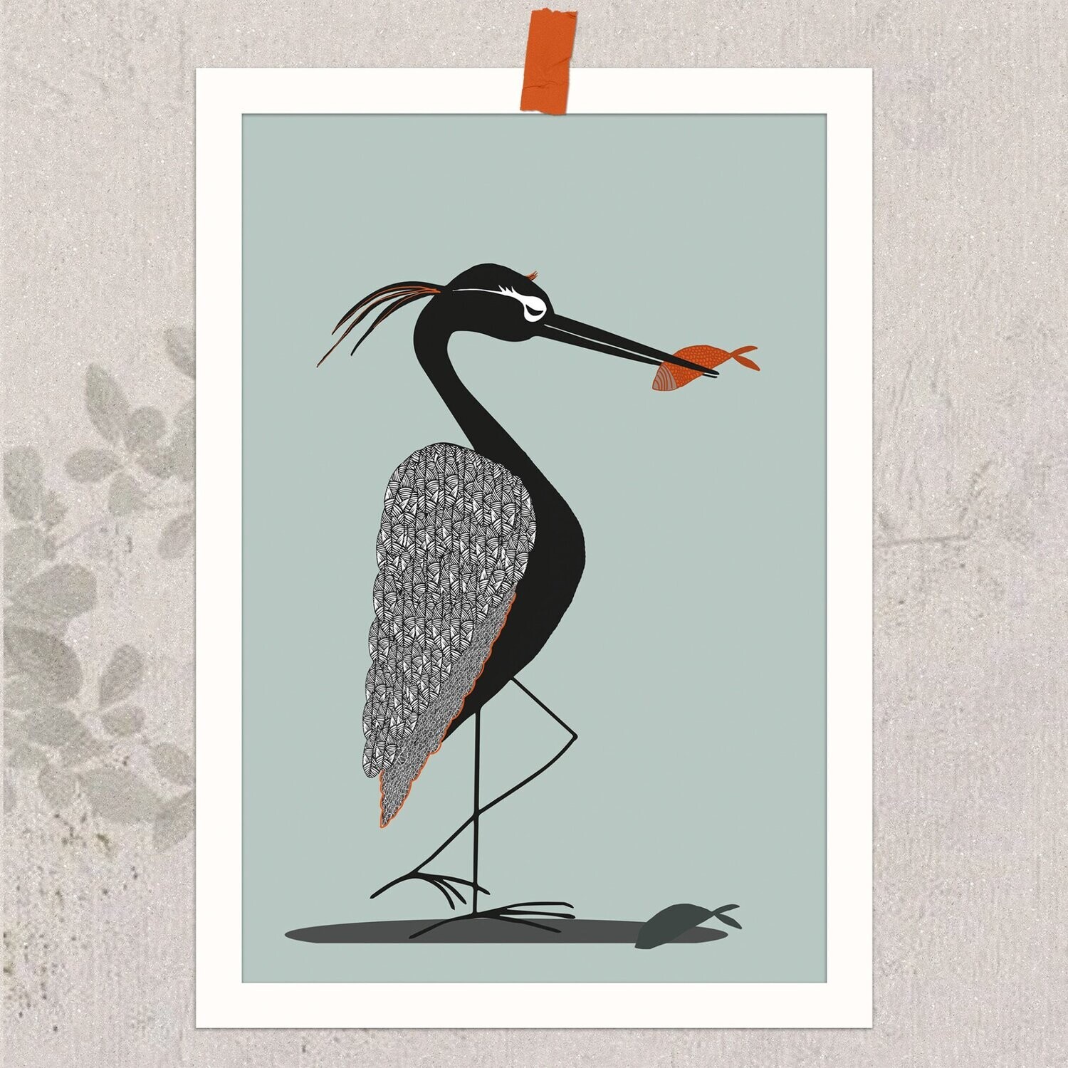 AnimalPrint -  der Fischreiher, kleines Poster DIN A5