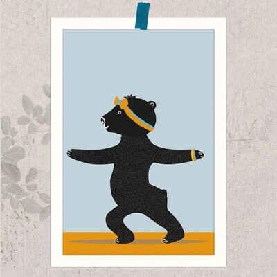 AnimalPrint - Yoga Bär, kleines Poster DIN A5