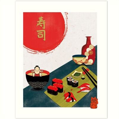 Print - Kitchen Art - Sushi - Kleines Poster 21 x 25 cm