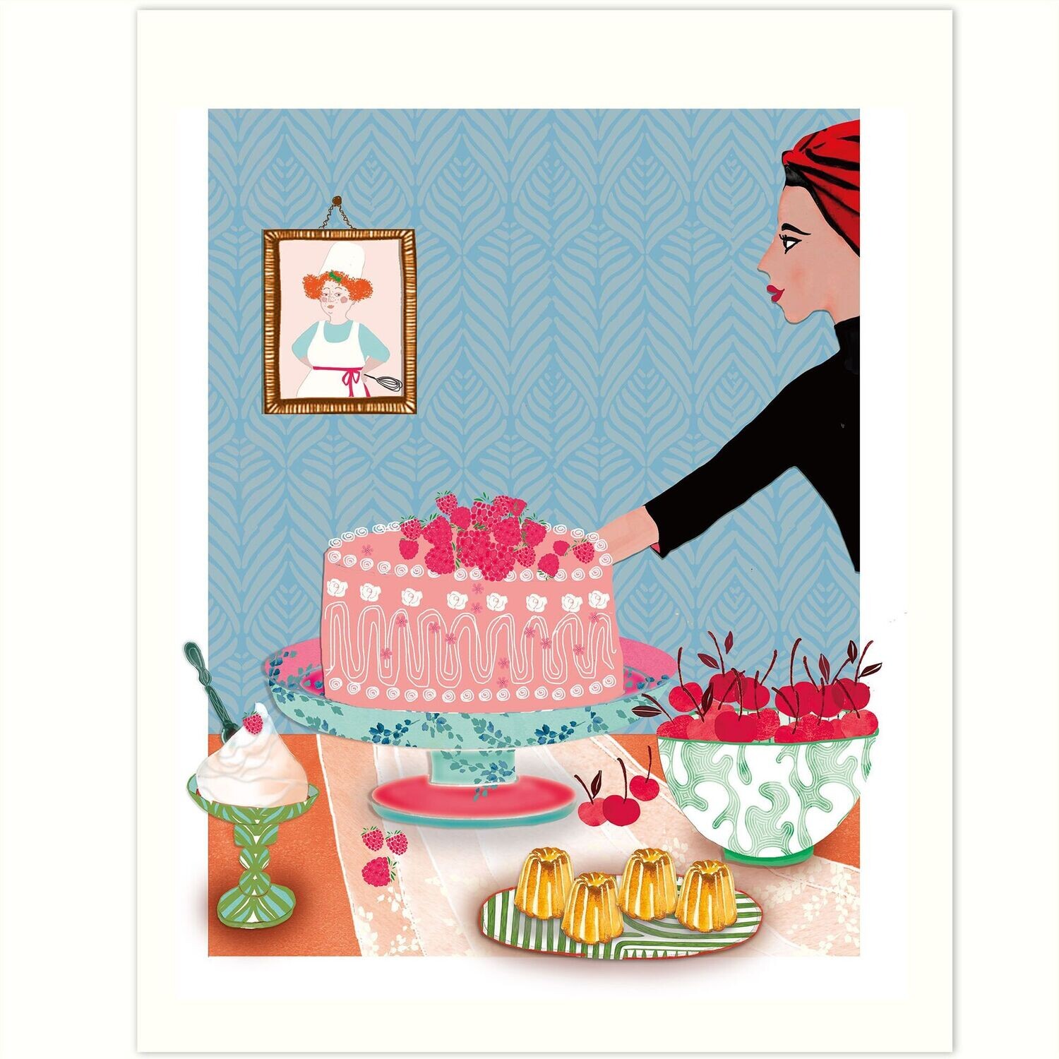 Print - Kitchen Art - Tortenschlacht und Patisserie -  Kleines Poster 21 x 25 cm