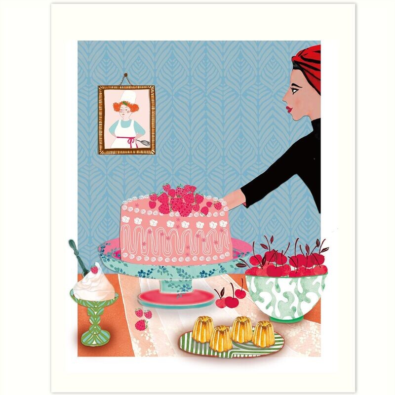 Print - Kitchen Art - Tortenschlacht und Patisserie -  Kleines Poster 21 x 25 cm