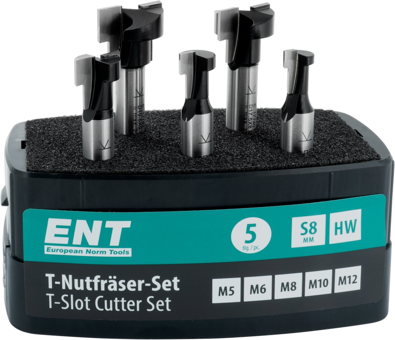 T-Nutfräser-Set für metrische Schraubenköpfe D M5-6-8-10-12 S 8mm             (ENT)