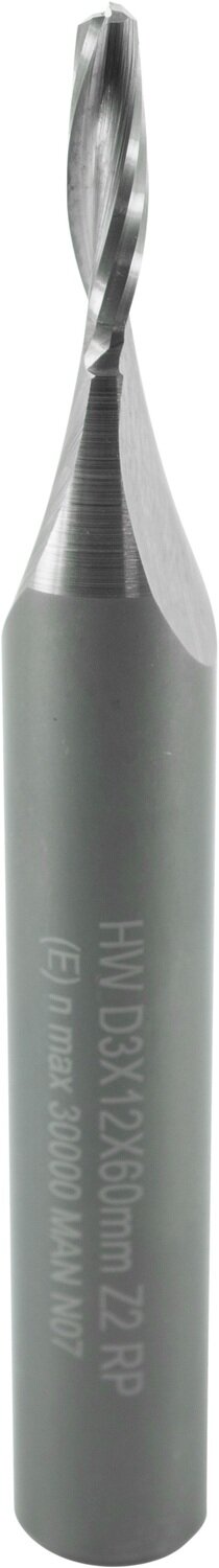 Spiralnutfräser mit geschliffener Spirale D 3mm NL 12mm S 8mm GL 60mm         (ENT)