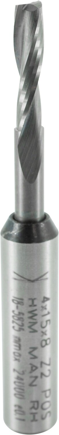 Spiralnutfräser mit geschliffener Spirale D 4mm NL 15mm S 8mm GL 60mm         (ENT)