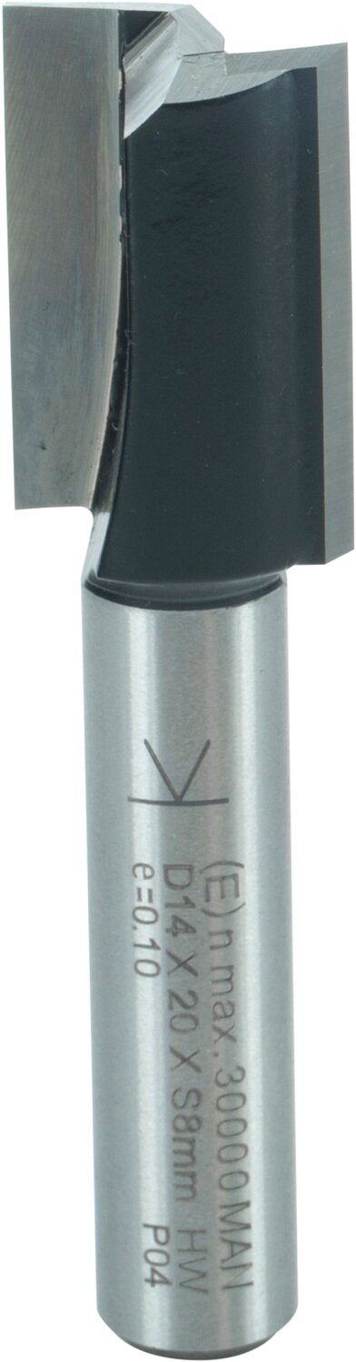 Nutfräser mit angeschliffener Bohrschneide D 14mm NL 20mm GL 52mm S 8mm SL 32mm       (ENT)