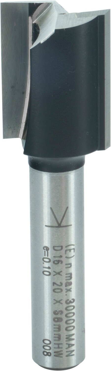 Nutfräser mit angeschliffener Bohrschneide D 16mm NL 20mm GL 52mm S 8mm SL 32mm       (ENT)
