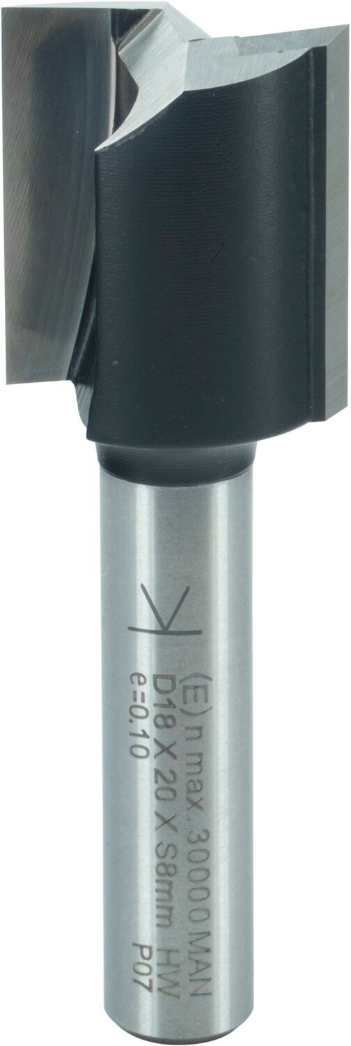 Nutfräser mit angeschliffener Bohrschneide D 18mm NL 20mm GL 52mm S 8mm SL 32mm       (ENT)
