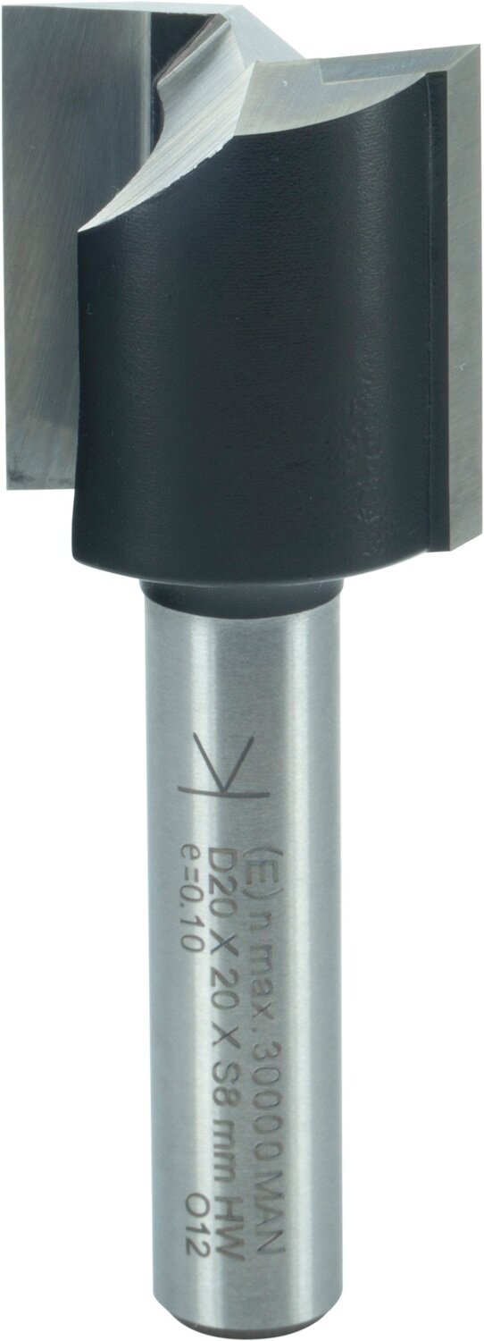 Nutfräser mit angeschliffener Bohrschneide D 20mm NL 20mm GL 52mm S 8mm SL 32mm       (ENT)