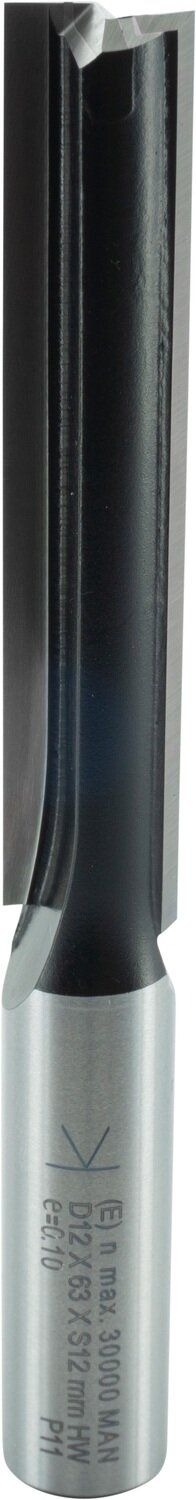 Nutfräser mit Hartmetall-Bohrschneide D 12mm NL 63mm GL 107mm S 12mm SL 40mm       (ENT)