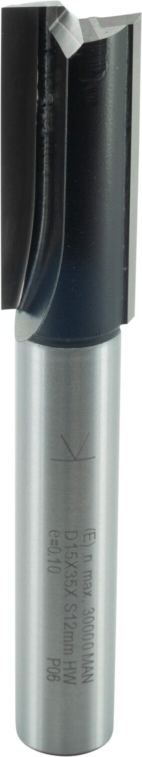 Nutfräser mit Hartmetall-Bohrschneide D 15mm NL 35mm GL 90mm S 12mm SL 55mm       (ENT)