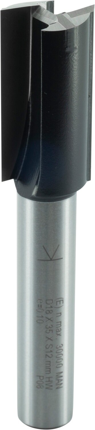 Nutfräser mit Hartmetall-Bohrschneide D 18mm NL 35mm GL 90mm S 12mm SL 55mm       (ENT)
