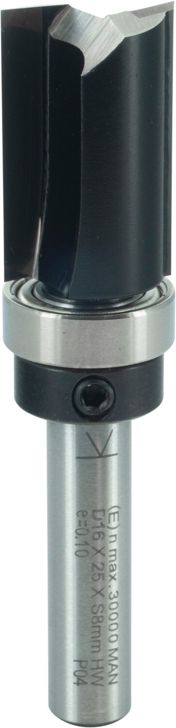 Bündigfräser mit Kugellager am Schaft  D 16mm NL 25mm GL 62mm S 8mm SL 32mm       (ENT)