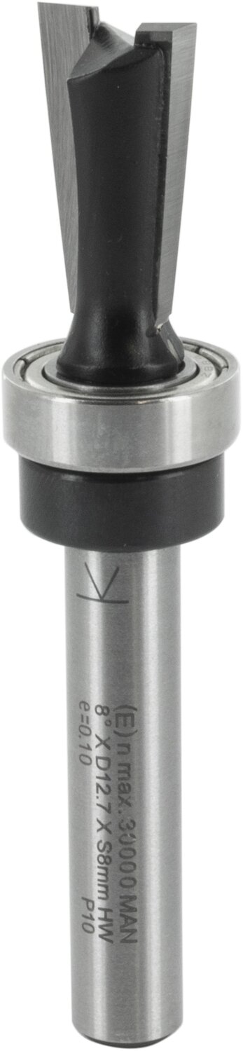 Zinkenfräser mit Kugellager für metrische Zinkenfrässchablonen E 8° D 12,7mm NL 19,05mm GL 74mm S 8mm SL 32mm     (ENT)