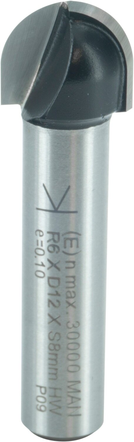 Hohlkehlfräser bohr- und umfangschneidend R 6mm D 12mm NL 9,5mm S 8mm SL 32mm       (ENT)