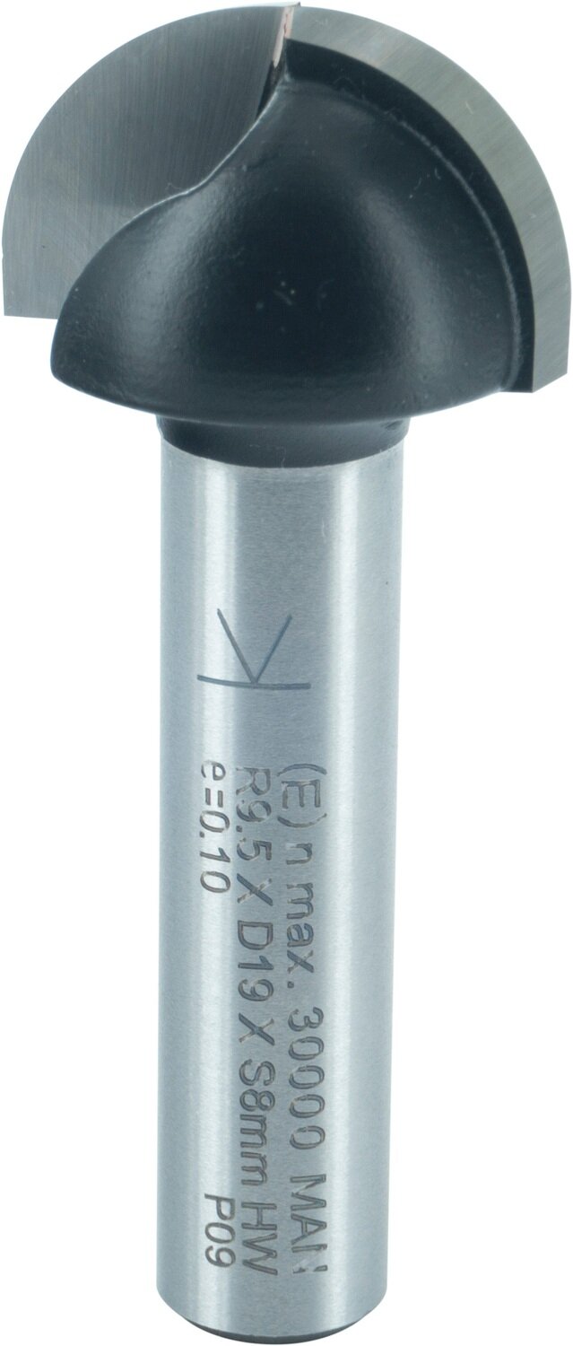 Hohlkehlfräser bohr- und umfangschneidend R 9,5mm D 19mm NL 11mm S 8mm SL 32mm       (ENT)