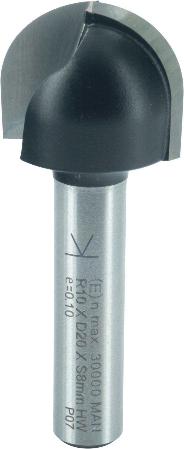 Hohlkehlfräser bohr- und umfangschneidend R 10mm D 20mm NL 16mm S 8mm SL 32mm       (ENT)