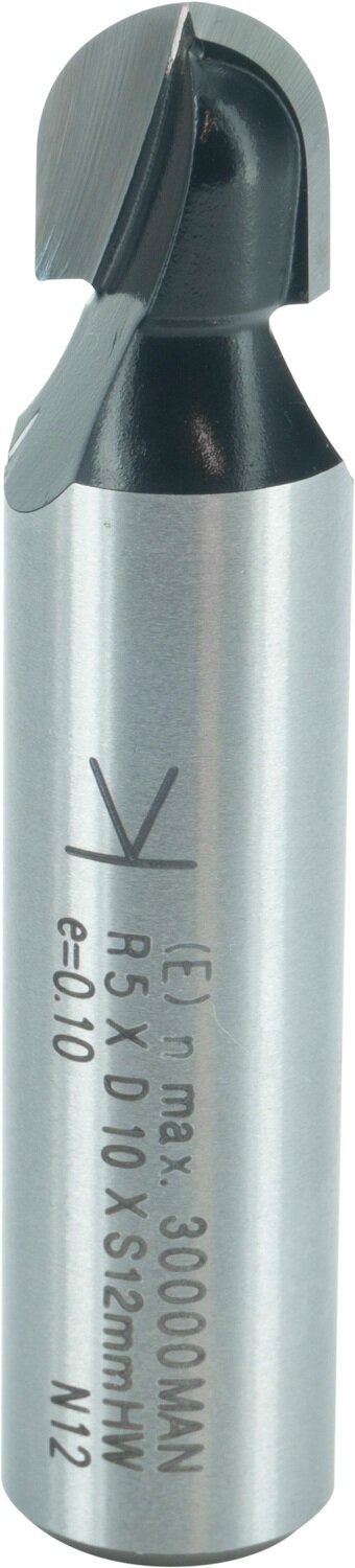 Hohlkehlfräser bohr- und umfangschneidend R 5mm D 10mm NL 9,5mm S 12mm SL 40mm       (ENT)