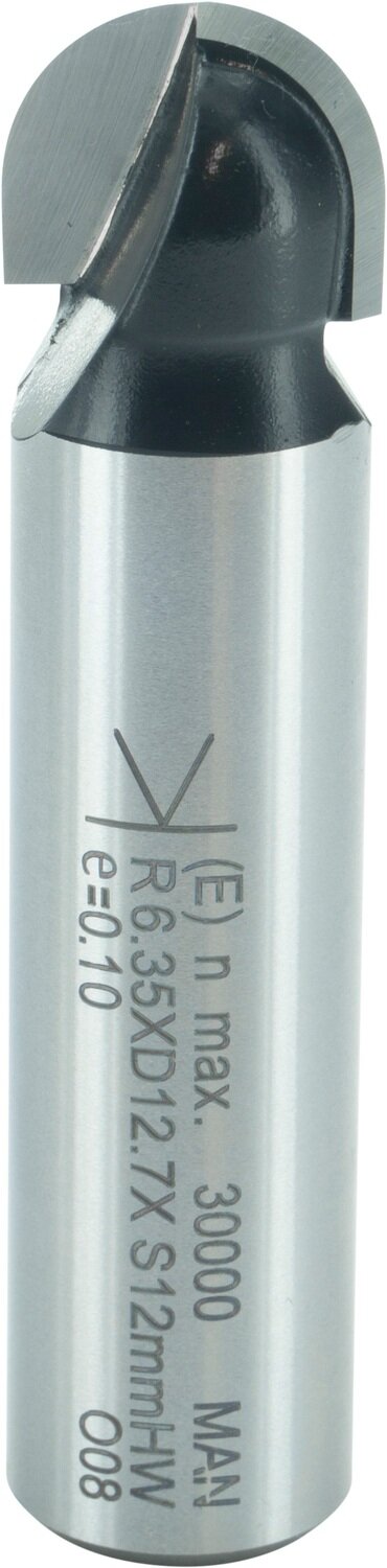 Hohlkehlfräser bohr- und umfangschneidend R 6,35mm D 12,7mm NL 9,5mm S 12mm SL 40mm       (ENT)