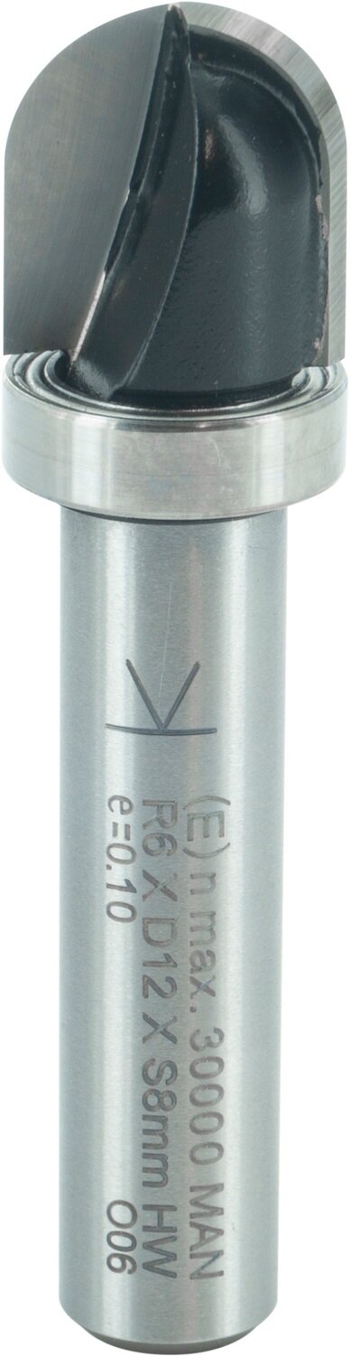 Hohlkehlfräser mit Kugellager am Schaft R 6mm D 12mm NL 12mm S 8mm SL 32mm       (ENT)