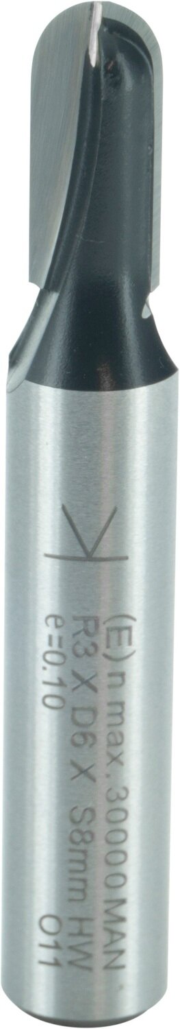Wasserrinnenfräser Lange Ausführung R 3mm D 6mm NL 12,7mm S 8mm SL 32mm       (ENT)