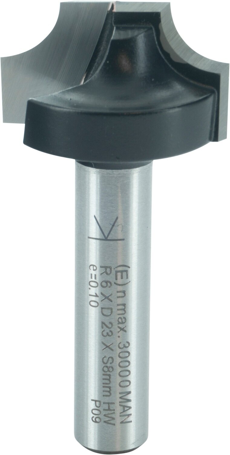 Viertelstabfräser für individuelle Kanten- und Oberflächenbearbeitung R 6mm D 23mm NL 13mm S 8mm SL 32mm       (ENT)