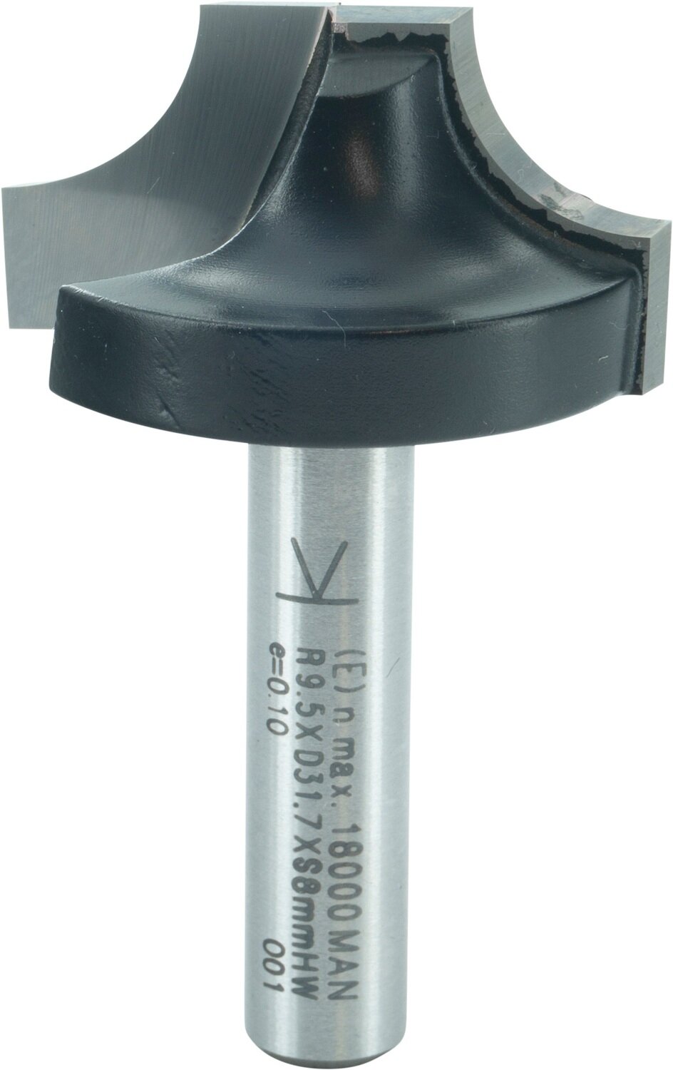 Viertelstabfräser für individuelle Kanten- und Oberflächenbearbeitung R 9,5mm D 31,7mm NL 16,7mm S 8mm SL 32mm       (ENT)