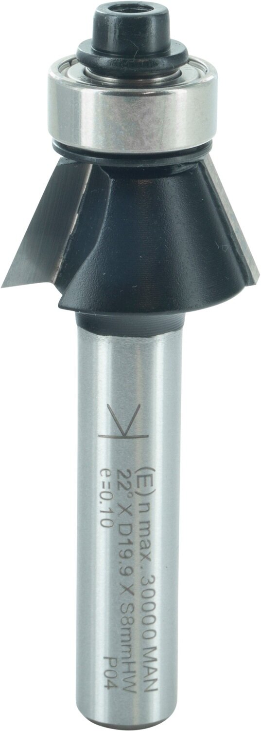 Fasefräser mit Kugellager E 22.5° D 19,9mm NL 9,5mm S 8mm SL 32mm       (ENT)