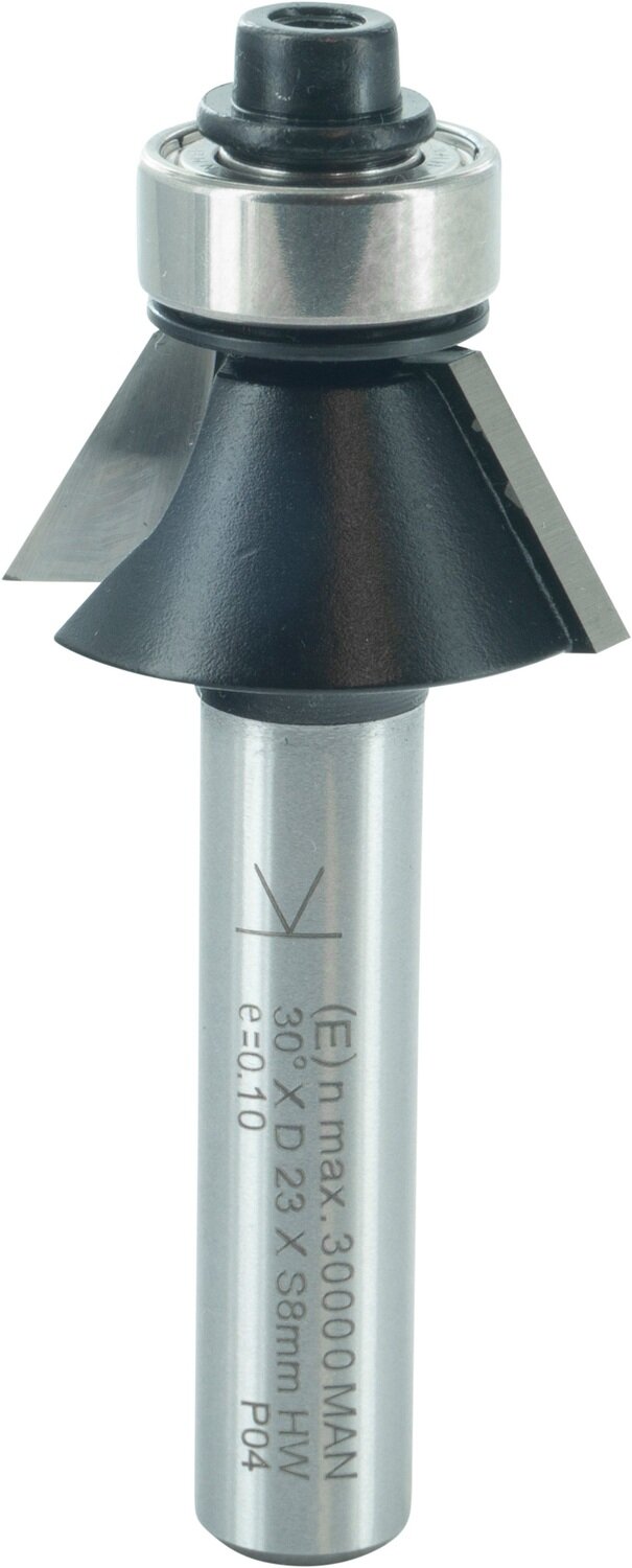 Fasefräser mit Kugellager E 30° D 23mm NL 9,5mm S 8mm SL 32mm       (ENT)