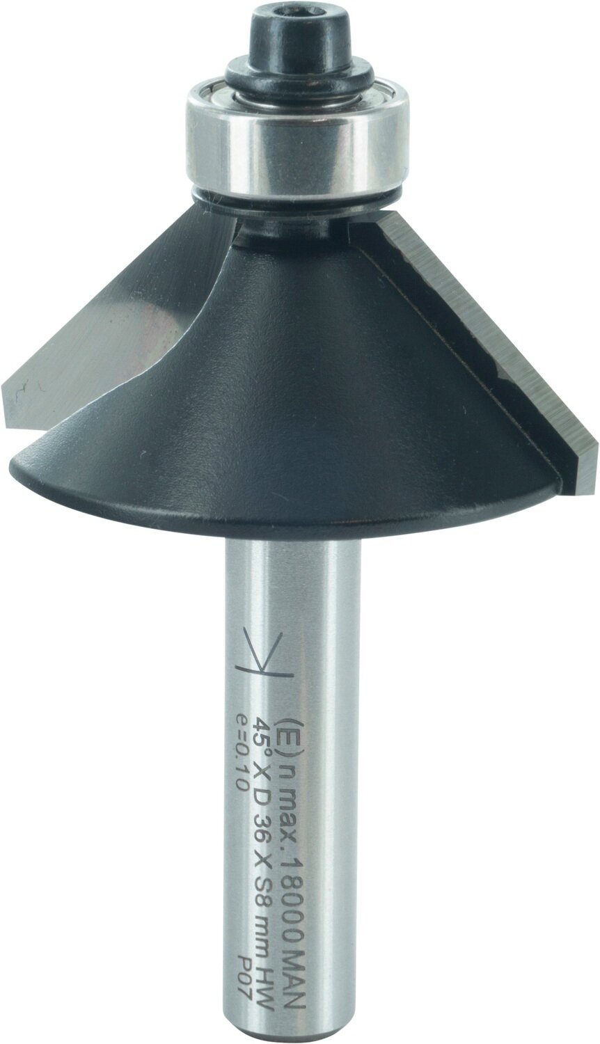 Fasefräser mit Kugellager E 45° D 36mm NL 11,6mm S 8mm SL 32mm       (ENT)