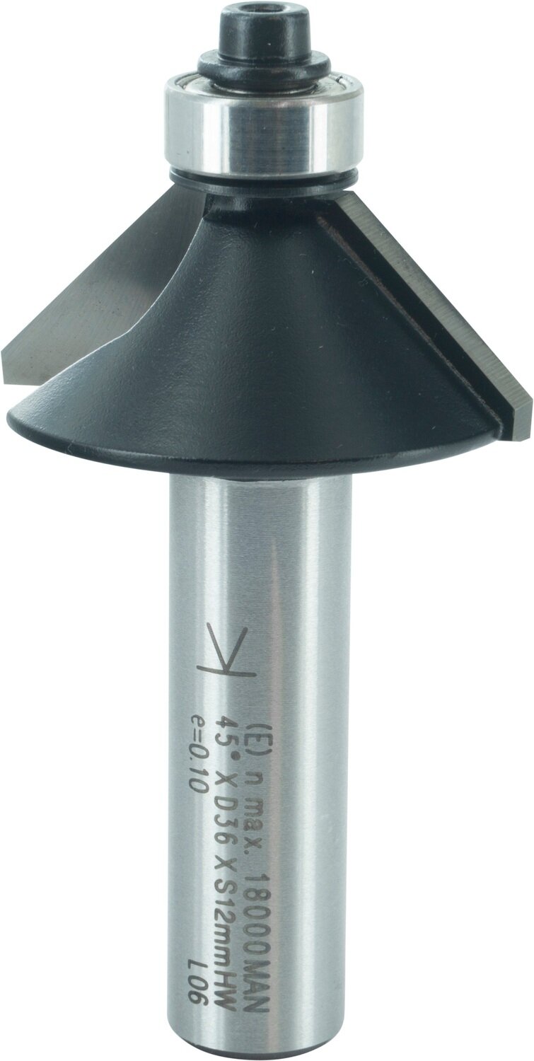 Fasefräser mit Kugellager E 45° D 36mm NL 11,6mm S 12mm SL 40mm       (ENT)