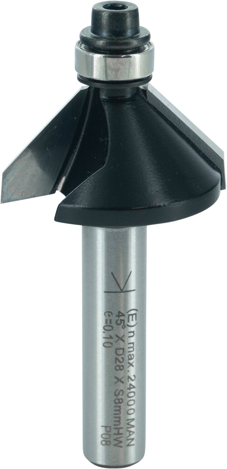Fasefräser 45° mit Kugellager E 45° D 28,6mm NL 9mm S 8mm SL 32mm       (ENT)