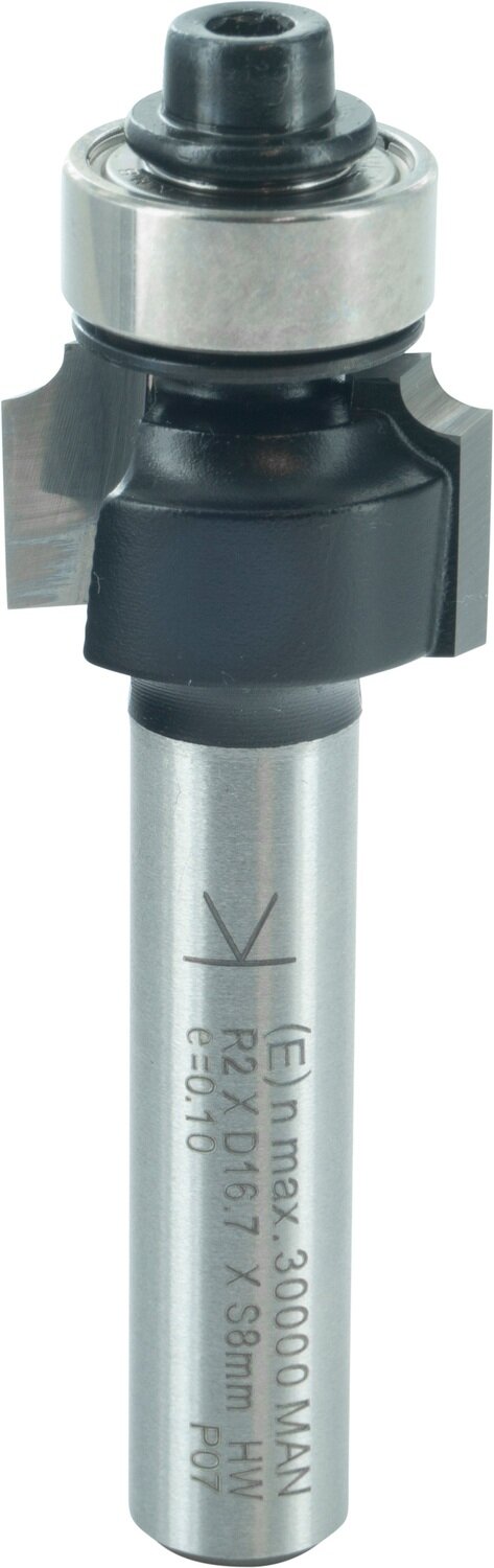 Abrundfräser  mit Kugellager R 2mm D 16,7mm NL 9,5mm S 8mm SL 32mm       (ENT)